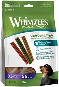 WHIMZEES Stix XS, 56 Pieces – Dog Dental Stix, Size XS, Dog Dental Sticks for Extra Small Breeds, Natural and Grain Free, Rawhide-Free, Vegetarian, No Added Sugar