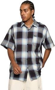 G-Style USA Western Casual Plaid Short Sleeve Button Up Shirt SS30 - Blue - 4X-Large