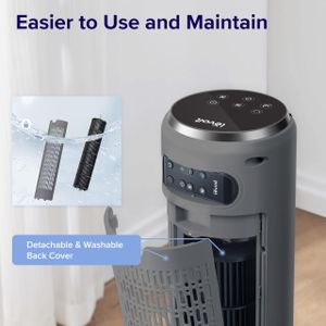Levoit 36" Silent Bladeless Tower Fan – 23dB, 12H Timer, 90° Oscillation, Dark Gray