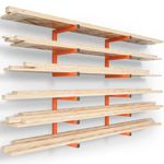 YYR Wood Organizer and Lumber Storage Rack Wall Mount, Heavy Duty Metal Shelf with 6-Level Holds Up 1200 LBS, Indoor & Outdoor Use - Orange