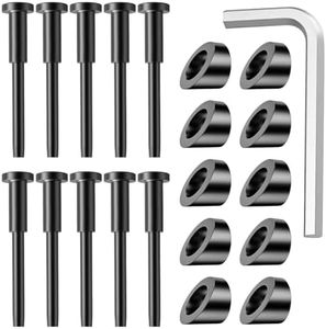 Cable Railing Kit, 10 PCS 1/8" Black Stainless Steel Invisible Receiver and Swage Stud End & 10 PCS 5/16" ID Black Angle Washers for Cable Railing, Cable Railing Hardware for Wood/Metal Post, Wrench