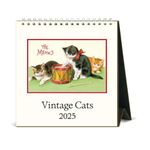 Cavallini & Co. Vintage Cats 2025 Easel Desk Calendar, 6.5" x 6.5"