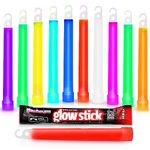 The Glowhouse 6 Inch Premium Glow in the Dark Glow Sticks with Lanyard Assorted Colours Pack of 10