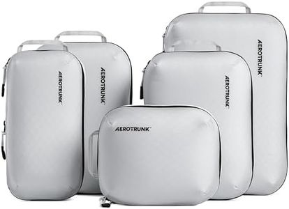 Aerotrunk Ultralight Compression Packing Cubes - Lightweight Travel Organizers for Suitcases and Luggage (6-Pack, Light Grey)