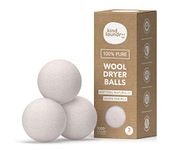 Kind Laundry Wool Dryer Balls (3-Pack) - Eco-Friendly, Organic and Reusable Fabric Softener Alternative - Shorten Clothes Drying Time - Anti Static - Made with Pure New Zealand Wool, white