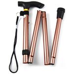 Comfkey Folding Lightweight Walking Stick - Adjustable Aluminum Metal Collapsible Travel Cane with Non-Slip Rubber Base (Coffee Brown)