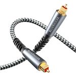 BlueRigger Digital Optical Audio Braided Toslink Cable (6FT Fiber Optic, Aluminum Shell, 24K Gold-Plated) - Compatible with Home Theatre, Sound Bar, TV, Xbox, Playstation PS5/PS4 – Premium Series