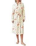 Acrawnni Women Dressing Gown Flannel Robe Floral Fruit Print Plush Shawl Collar Bathrobe Warm Robe Hotel Spa Party Kimono Robe with Belt (A-Yellow, M)