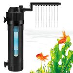 Internal Fish Tank Filter, 5 in 1 Adjustable Aquarium Filter Pump with UV Steriliser, Ultra Silent Biochemical Filtration Pump, 500 L/H Water Pump Aquarium Filter Fit for 200L Fish Tank Aquariums