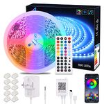 Bluetooth LED Strip 10M,600 LEDs 5050 RGB LED Stripe APP controllable Music LED Strip,LED bar,LED Light Strip LED Strip with Remote Control 24V Power Supply for Home,Party,Wedding,Decoration