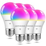 Lightinginside Smart Light Bulbs 60W Equivalent, 800LM 9W WiFi Smart Bulb Compatible with Alexa/Google Assistant, A19 E26 Color Changing Light Bulb No Hub Required, 2.4GHz WiFi Only, ETL Listed, 6PCS