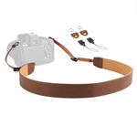 FIEIL Leather Camera Strap, Retro Style Camel Genuine Leather Camera Neck Straps for Fujifilm, Canon, Panasonic, Nikon, Leica, Sony, Compact Cameras and Digital Cameras