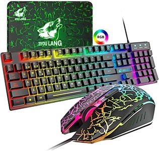 T13 Pro RGB Teclado y Ratón Gaming Wired, [ES Layout ] 104 Teclas QWERTY, Teclado Mecanico Sentir Gamer, Alfombrilla de Ratón, Raton de 2400 dpi, Cable USB para Windows Mac PC PS4 Xbox - Negro