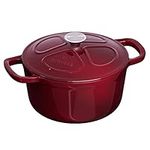 Navaris Enameled Cast Iron Dutch Oven - 2.6-Quart Enamel Coated Casserole Pot with Lid - Suitable for Oven and All Stovetops Incl. Induction - Red