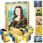 PicassoTiles 1” Magnetic Puzzle Building Cubes Blocks for kids, Van Gogh puzzle, Mona Lisa Hand puzzle, kids toys 3+ year old boy girl, STEM toys, Toddler, Teen,Young Explorers,Educational Popular Art