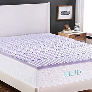 LUCID Mattress Topper, Foam, Lavender, King