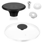 Universal Pan Lid Handles Knob Handle with Silicone Ring and Screw Non-Slip Knob Pan Lid Knobs Slow Cooker Lid Replacement Pot Lid Knobs (Black)