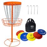 Disc Golf Basket Target 24-Chain Portable Disc Golf Goals with 6 Discs and Carry Bag