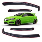 Tresvendu In-Channel Wind Deflector for Mercedes-Benz A-Class W176 / AMG A45 Hatchback 2012-2018 Window Visors Sun Rain Guard Vent Weather Shields, Smoke, 4Pcs