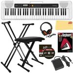 Casio Casiotone CT-S200 61-Key Portable Digital Keyboard Bundle with Adjustable Stand, Bench, Sustain Pedal, Instructional Book, Austin Bazaar Instructional DVD, and Polishing Cloth - White