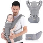 Baby Carrier Newborn to Toddler - Ergonomic M Position Toddler Carrier | 9-in-1 Ways to Carry Baby Carrier Backpack with Head Hood for 3-36 Months Baby | Hip Seat Carrier for All Seasons in/Outdoor