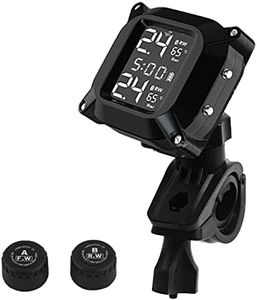 Monitor de Presión de Neumáticos, Kikuo Motocicleta Detector de Presión de Neumáticos con Pantalla LCD y 2 Sensores Externos, Neumáticos Portátil Sistema de Detección de Alarma Automática
