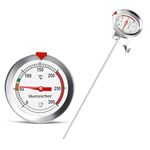 Herreicher Deep Fry Oil Thermometer with 230mm Extra-Long Probe - 0-300°C Stainless Steel Analogue Gauge with Heavy-Duty Pan Clip for Frying, Grilling & Candy Making