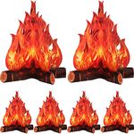 Artificial 3D Fire 3D Fake Fire 10.6 12 Inch Artificial Fires Fake Flame Paper Decorative Cardboard Campfire Centerpiece Flame Torch for Campfire Party Decorations - 6Pcs for Holidays Campfire Party Decorations, Summer Camping Theme Party Decoration, Brown Orange Gold Fires, Fake Flame Present Business Gift