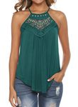 Bluetime Women's Summer Halter Spaghetti Strap Flowy Tank Tops Sleeveless Shirts Blouses Lace Cami Camisole, Green, XX-Large