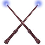 Light Up Magic Wizard Wands Sound Illuminating Toy Wand for Kids Party Costume Cosplay Accessory 2 Piece Brown