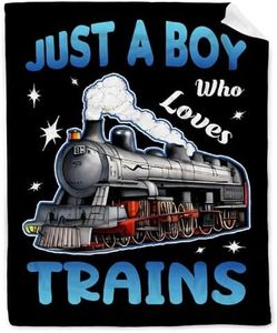Just A Boy Who Loves Trains Blanket Soft Lightweight Throw Warm Cozy Plush Blankets for Couch Bed Sofa Practical Gift XS 30×40 in for Leg/Pet