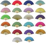 FANSOF.FANS Mix Colors Pack of 10 Wholesale Silk Fabric Handheld Folding Fan with Grade A Bamboo Ribs for Women Girls Summer Party Event Favour Birthday Wedding Best Gift