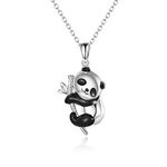 YAFEINI Panda Gifts Sterling Silver Panda Necklaces Lovely Panda Bamboo Pendant for Women Girls Jewellery Gifts