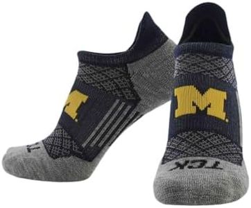 Michigan Wolverines Socks No Show Sock with Tab | Men’s Women’s Running Golf Performance Ankle Socks | NCAA Licensed College Fan Gameday Apparel Merchandise Gear (Large) - Michigan Wolverines,Large