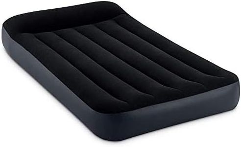 INTEX 64145ED Dura-Beam Standard Pillow Rest Air Mattress: Fiber-Tech – Twin Size – Built-in Electric Pump – 10in Bed Height – 300lb Weight Capacity