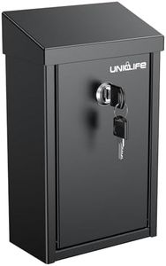 Uniclife Metal Donation Box Wall Mounted Mailbox with Top Slot, Collection Box with Key Lock, Safe Suggestion Box, Key Drop Box for Outside, Steel Cash Drop Box for Home Office and Business