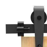 TOIMIOTOIM Sliding Barn Door Stopper Rail Stop for Single or Double Barn Doors Top Flat Track Middle Both End, Adjustable Fits 1.5"/40mm Width Track, Black 1 Pair