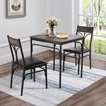 VECELO 3-Piece Kitchen Dining Room Table and Chairs Set for Home, Dinette, Breakfast Nook, Farmhouse, Small Space, Dark Brown