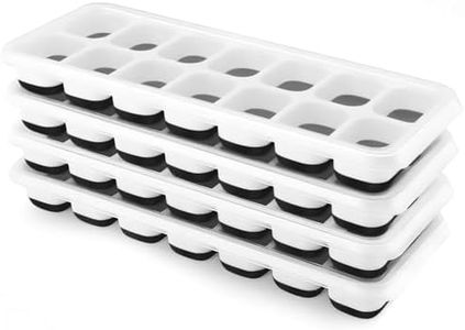 Airabc Lot de 4 bacs à glaçons en silicone avec couvercle, peu encombrant et empilable, certifié LFGB et sans BPA, bacs à glaçons carrés faciles à retirer Noir