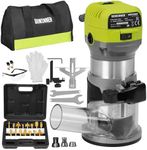 DEWINNER Electric Palm Router Tool, 710W Compact Wood Trimmer with Metal Base, 6 Variable Speeds Router for Woodworking, Trimmer Router with Storage Bag, 15pcs Trim Router Bits for Handwork and DIY