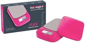 Truweigh Flex Digital Mini Scale 200g x 0.01g - Digital Kitchen Scale - Digital Travel Scale - Portable Food Scale - Meal Prep Weight Scale - Digital Gram Scale (Pink)