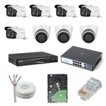 HIKVISION 2MP IP Camera Outdoor 5 Bullet, 3 Dome, 8 Channel NVR, 8 Port POE, 2TB Hard Disk, Cat6 Cable 100m, 16 RJ45 Connector