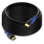 Aurum Flat Series - Flat HDMI Cable with Ethernet 50 FT - Supports 3D Audio Return Channel Latest Version Right Angle Adapter and Velcro Cable Tie - 50 Feet 30 Feet