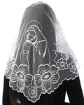 Bozidol Chapel Mantilla Christian Latin Mass Veil for Religious Prayer Orthodox Lace Headcovering Veils with Gift Box (White)