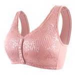 Zeiayuas Front Closure Bras for Women Plus Size Lace Push Up Bras Sports Bras High Support Plunge Wide Elastic Straps Bras Comfortable Breathable Underwear UK Clearance S-5XL Pink