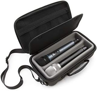 CASEMATIX Wireless Microphone Case Compatible with Two Wireless Mic System Microphones Up To 10.5" by Sennheiser, Shure and More - Sleek Mic Case For Travel with Lid Storage for Singing or Karaoke