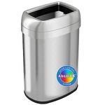 iTouchless 13 Gallon Dual-Deodorizer Oval Open Top Trash Can, Commercial Grade Stainless Steel, 49 Liter, 12-Inch Opening Garbage Can