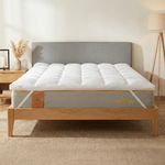SleepyCat Cotton Microfiber Soft Mattress Topper Baffle Box Quilting 2 Inch Thickness Soft & Breathable Microfiber Fill Pefect for All Sleepers (King,78X72 Inches),White