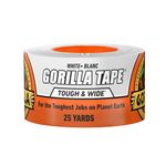 Gorilla Tough & Wide Utility Tape, Duct Tape, Double-Thick Adhesive, All Weather Resistant Shell, Reinforced Backing, White, 2.8 in x 25 yd (Pack of 1)