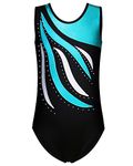 XFGIRLS Gymnastics Leotards for Girls Sleeveless Sparkle Leotards Shiny Athletic Ballet Dance Leotards Black Blue 16A